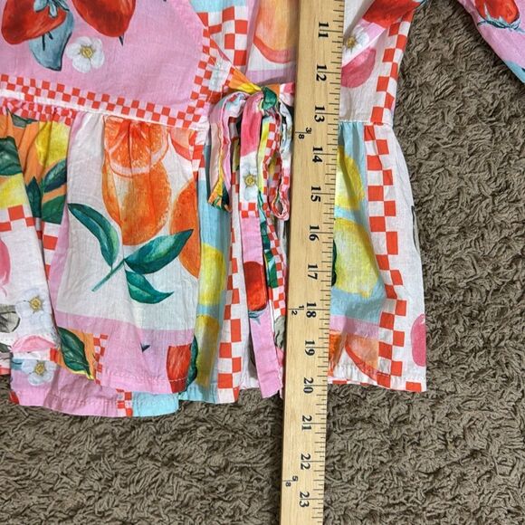 Made in Italy Fruit Print Cotton Wrap Top size S Artsy Colorful Maximalist Cute - Picture 4 of 8